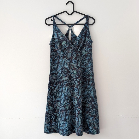 PATAGONIA Women's Its A Forest Navy Jersey Dress Cross Back ~ Size Small - Picture 1 of 12